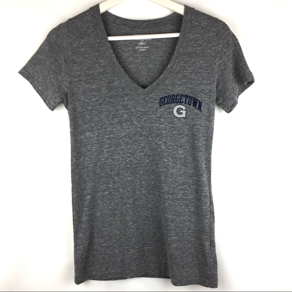 Georgetown University Fitted Grey V-Neck Tee Small